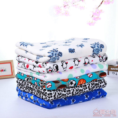 义乌厂家直销 多色多尺寸印花珊瑚绒毛毯ZM002，现货供应定制服务